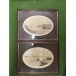 TWO FRAMED VINTAGE PRINTS OF ABERSOCH HARBOUR AND ABERSOCH LIFEBOAT