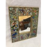 A DECORATIVE PAINTED FRAME MIRROR