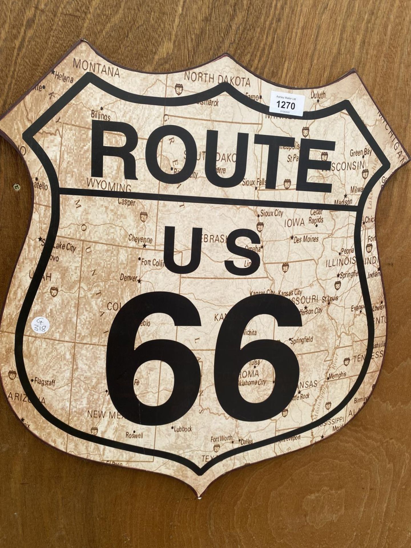 A TIN ROUTE 66 SIGN