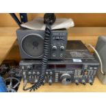 A YAESU FT-767GX VINTAGE HAM RADIO TRANSCEIVER WITH MATCHING SPEAKER AND INSTRUCTION MANUAL