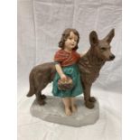 A BOSSONS FIGURE OF A GIRL AND A DOG HEIGHT 42CM