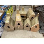 SIX VARIOUS WOODEN BIRD BOXES