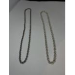 TWO MARKED SILVER ROPE NECKLACES