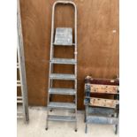 AN ALUMINIUM FIVE RUNG STEP LADDER