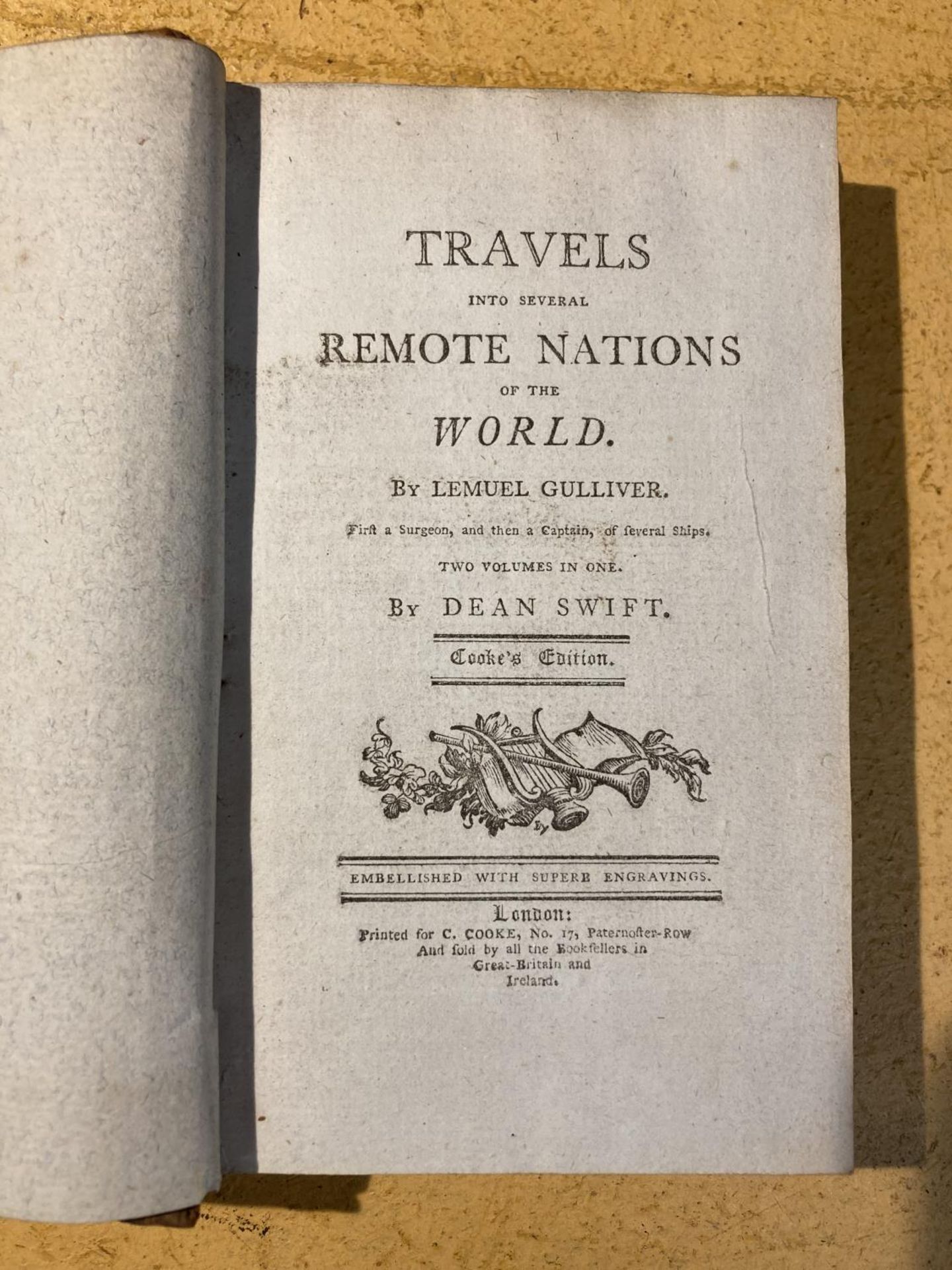 A SCARCE AND RARE COOKE'S EDITION TRAVELS INTO SEVERAL REMOTE NATIONS LEMUEL GULLIVER, BY J SWIFT, 2 - Image 4 of 4