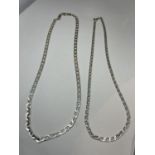 TWO MARKED SILVER FLAT LINK NECKLACES