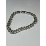 A HEAVY MARKED 925 FLAT LINK BRACELET