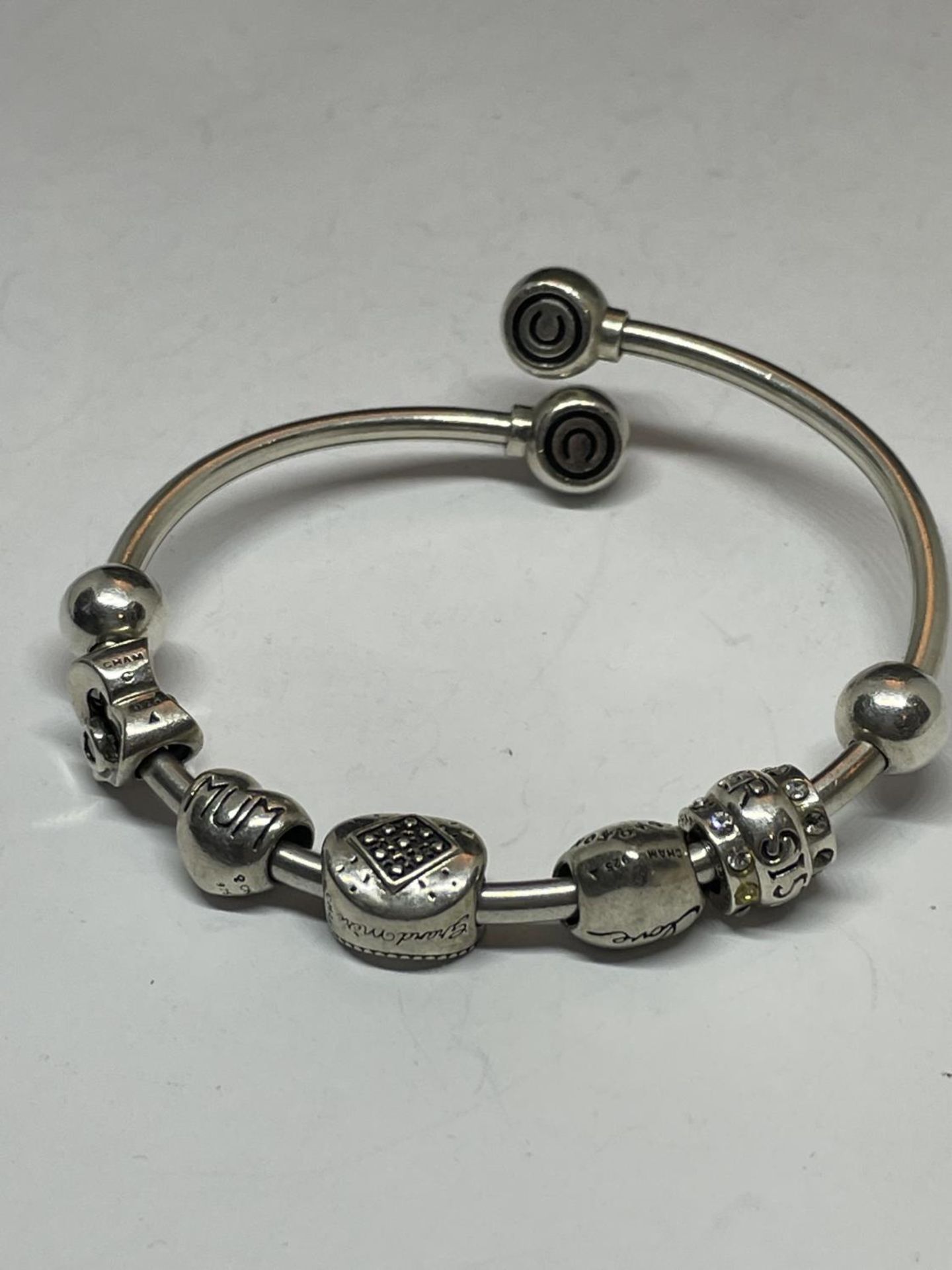 A MARKED SILVER CHAMILIA BRACELET WITH SEVEN CHARMS