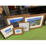 FIVE FRAMED PHOTOS AND PRINTS RELATING TO ABERSOCH TI INCLUDE CLIFF VIEWS, ETC