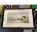 A FRAMED AND MOUNTED VINTAGE PRINT OF A TRIP TO GRETNA GREEN ETCHED BY G. MAILE W:60CM