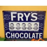 A LARGE 'FRYS CHOCOLATE' TIN PLATE SIGN 70CM X 50CM