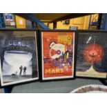 A SET OF THREE FRAMED POSTER STYLE PRINTS TO INCLUDE 'CERES QUEEN OF THE ASTEROID BELT', 'MARS