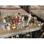 A COLLECTION OF MINIATURE FIGURES INCLUDING NODDY IN HIS CAR, THELWELL HORSES, ANIMAL FIGURINES