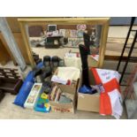 AN ASSORTMENT OF VARIOUS ITEMS TO INCLUDE ENGLAND FLAGS, TEA URNS AND BOARD GAMES ETC