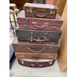 SIX VARIOUS VINTAGE LEATHER TRAVEL CASES