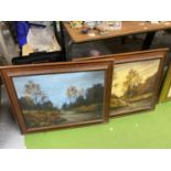 TWO FRAMED OIL ON BOARD PAINTINGS OF COUNTRY SCENES SIGNED ODESSA