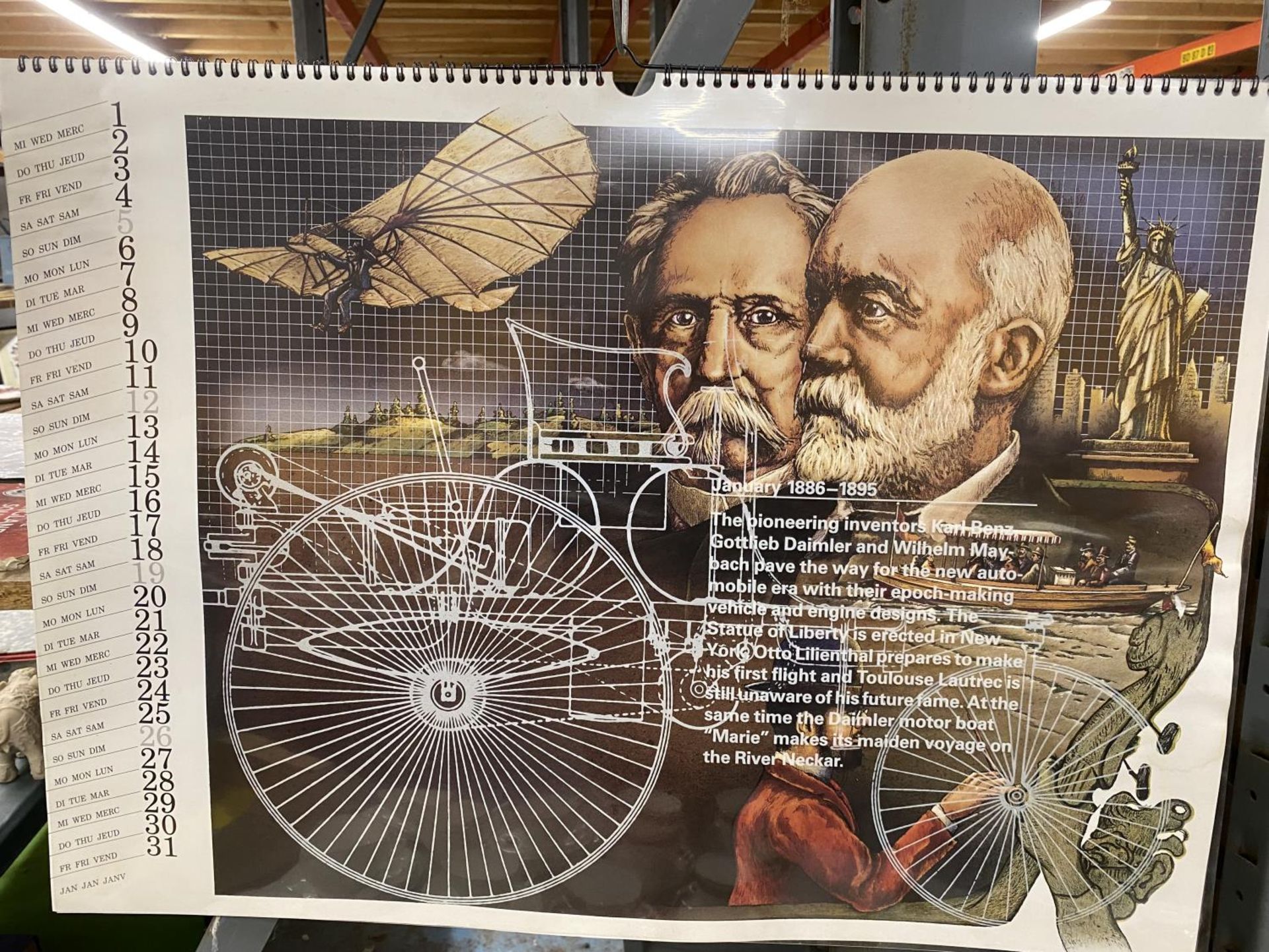 A CALENDER TO MARK 100 YEARS OF MERCEDEZ BENZ, CONTAINING FACTS ABOUT ITS BIRTH AND HISTORY 1886-