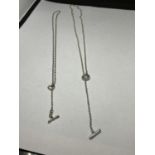 TWO MARKED SILVER T BAR NECKLACES