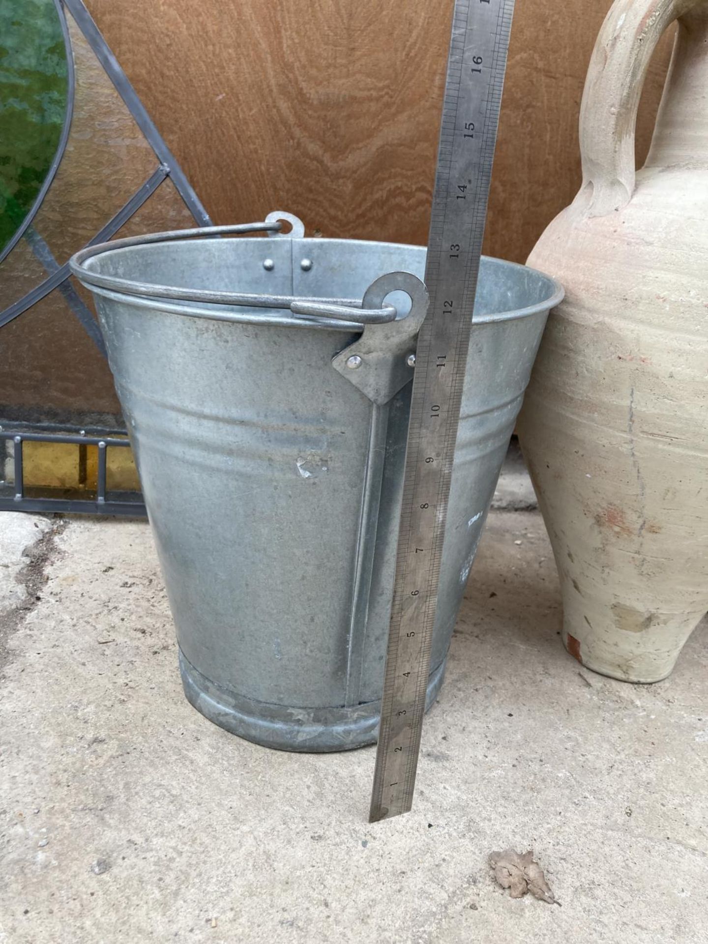 TWO GALAVANISED BUCKETS AND A CERAMIC URN VASE - Image 10 of 10