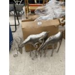 A COLLECTION OF METAL REINDEER FIGURES