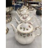 FIVE COLLECTABLE TEAPOTS TO INCLUDE ROYAL ALBERT 'WINSOME'1937 SADLER, ROYAL ALBERT 'LAVENDER ROSE',