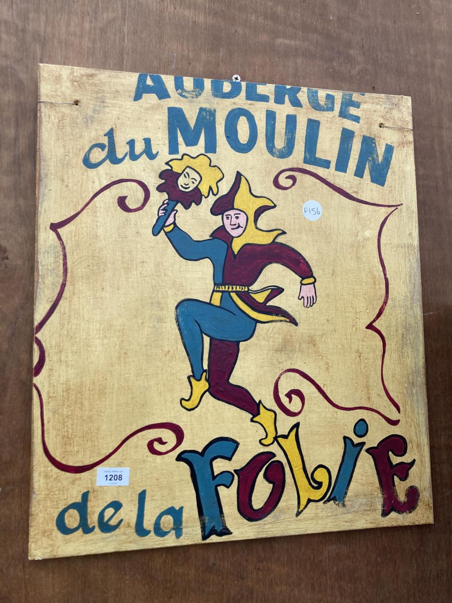 A VINTAGE WOODEN 'DU MOULIN' SIGN