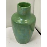 A GREEN RUSKIN VASE HEIGHT 20CM