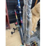 AN ASSORTMENT OF FISHING RODS TO INCLUDE A CRANE POWERBEACH ETC