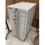 A BISLEY MINITURE TEN DRAWER FILING CABINET