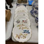SIX COLLECTABLE 'THE BIRDS OF DOROTHY DOUGHTY DESSERT PLATES' TO INCLUDE KINGFISHER, ROBIN, ETC