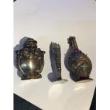THREE PIECES OF ASIAN METALWARE TO INCLUDE SCENT BOTTLES