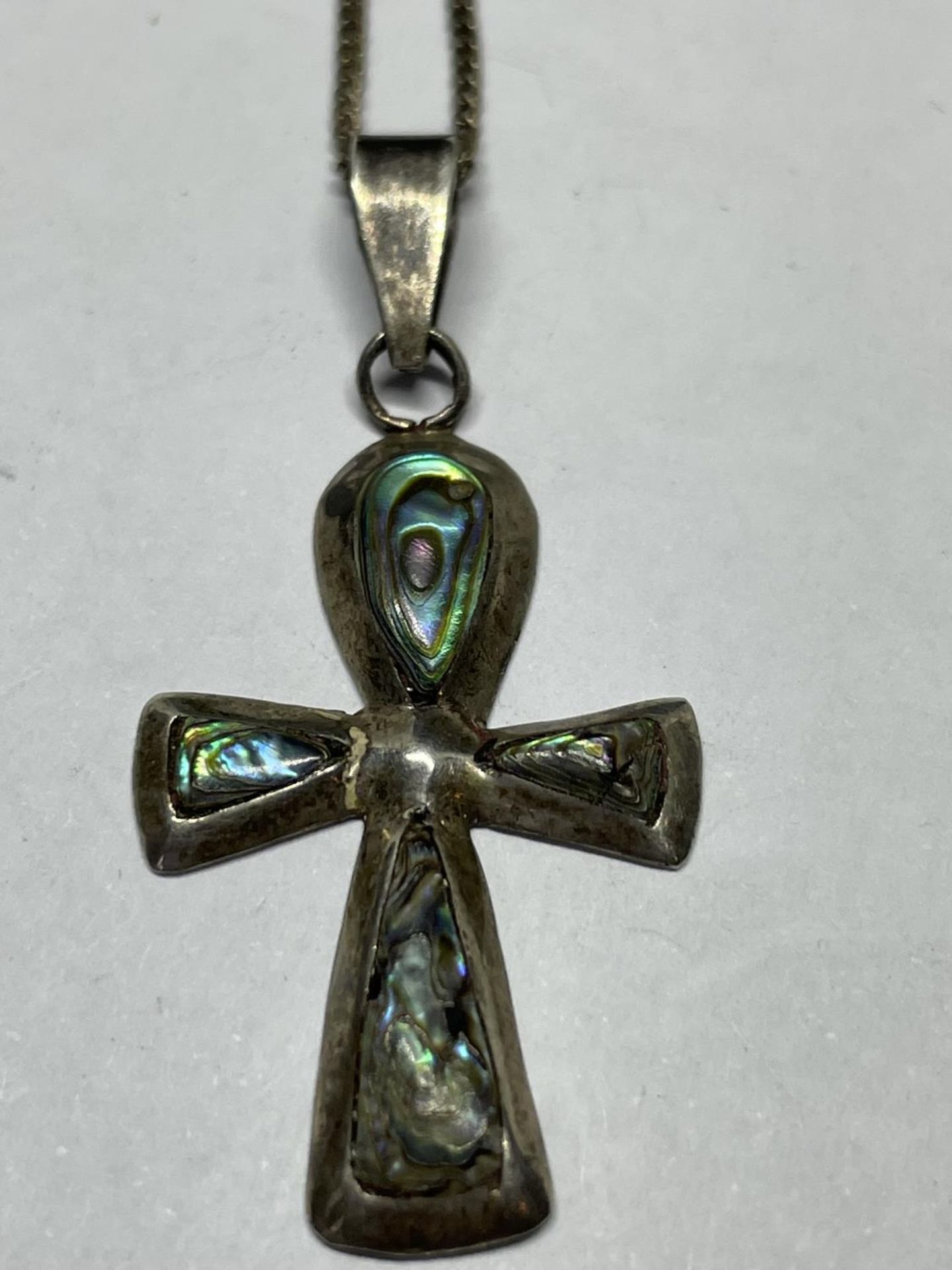 TWO SILVER CROSS PENDANTS ON CHAINS - Image 6 of 8
