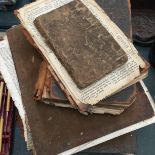TWO LARGE VINTAGE BIBLES AND A SMALLER ONE, ALL IN NEED OF RESTORATION