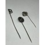 THREE SILVER PIN BROOCHES