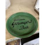 A WILLIAM'S YOUNGERS BEER VINTAGE ROUND GREEN PUB TRAY DIAMETER 16CM