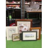 A QUANTITY OF FRAMED PRINTS MAINLY DEPICTING BALLOON JOURNEYS