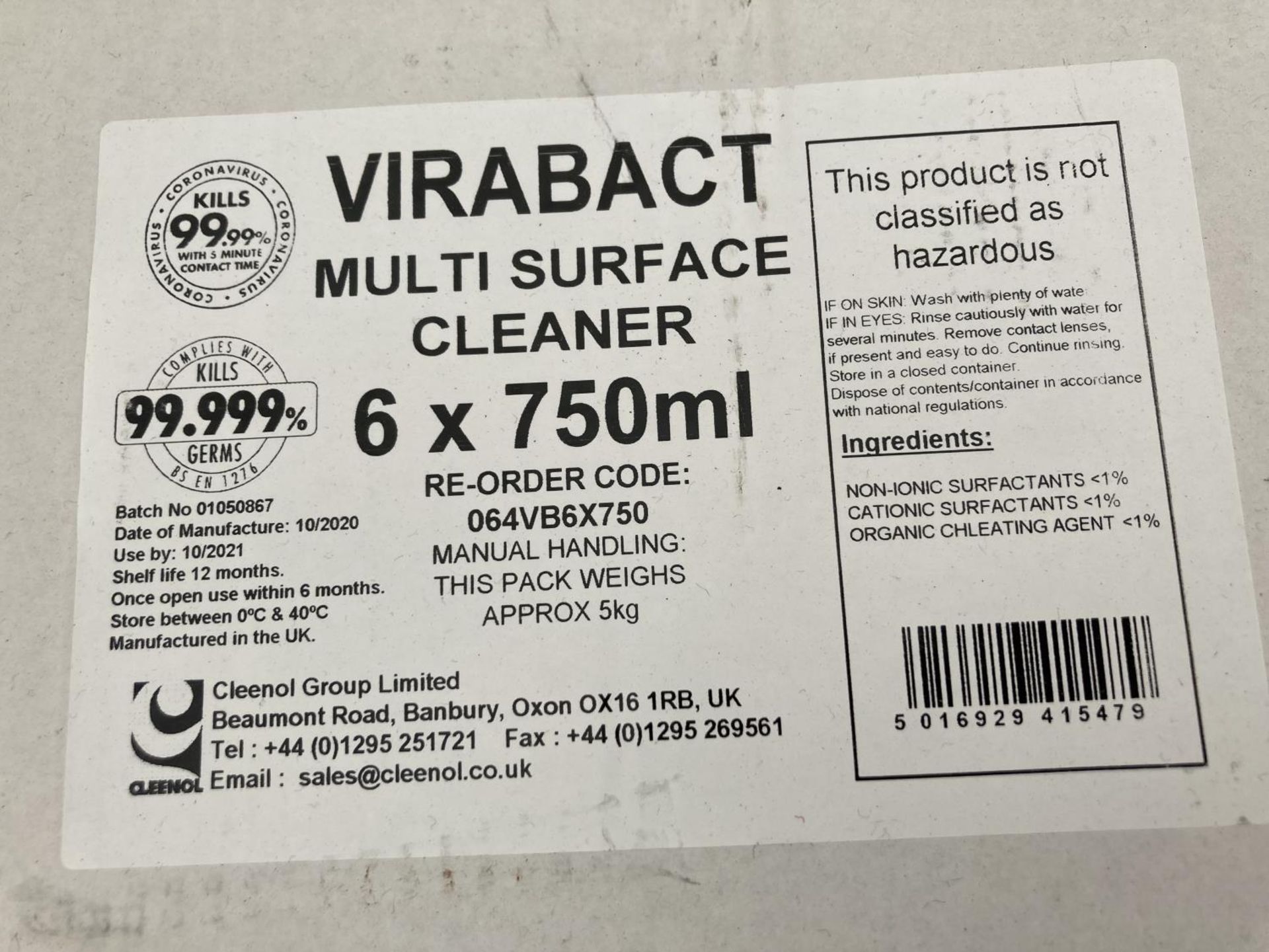 A LARGE QUANTITY OF VIRABACT MULTI SURFACE CLEANER - Image 3 of 4