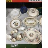 A QUANTITY OF CERAMIC ITEMS TO INCLUDE GRENVILLE WARE PLATES, TUREENS, WEDGWOOD 'MAYFIELD' CUPS,