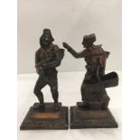 A PAIR OF BRONZE DIPPED FRENCH GRAPE PICKER METAL FIGURINES