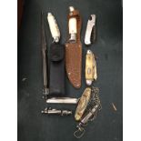 A QUANTITY OF COLLECTIBLE ITEMS INCLUDING WHISTLES, ONE BEING 'THE ACME GUIDE', PEN KNIVES, LETTER