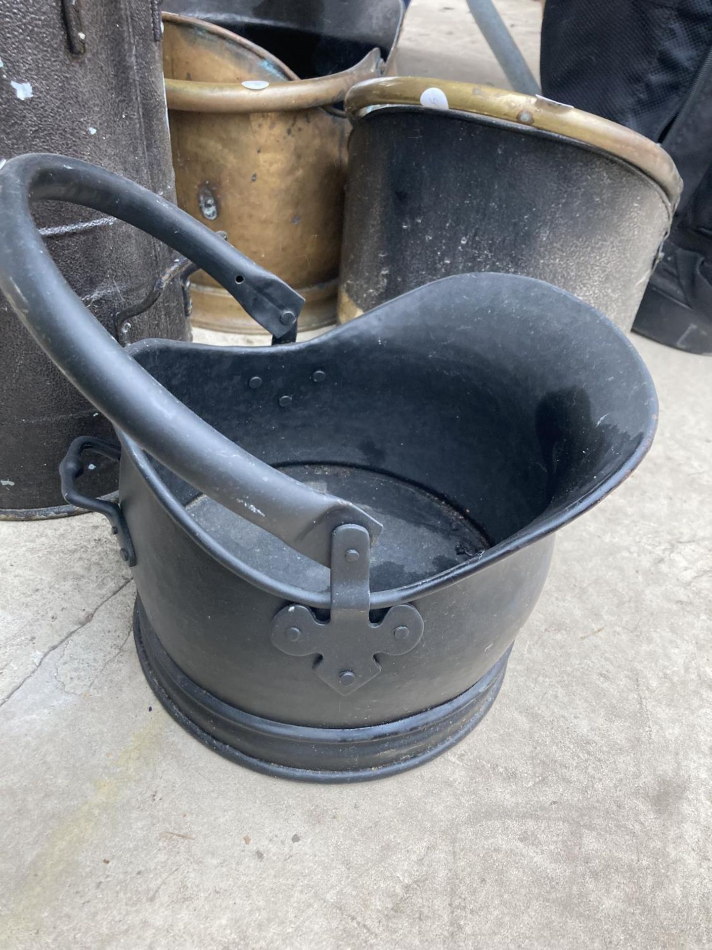 THREE VARIOUS COAL BUCKETS AND A COAL SKUTTLE - Image 4 of 4