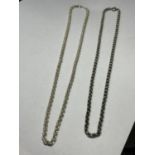 TWO MARKED SILVER NECKLACES ONE ROPE AND ONE BELCHER