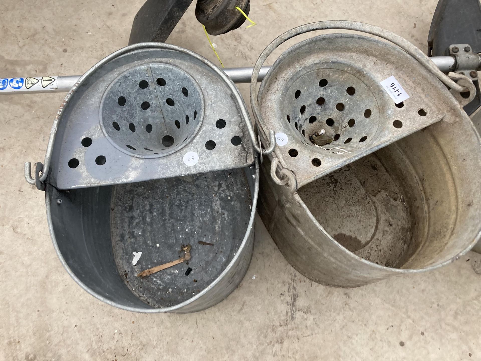 TWO GALVANISED MOP BUCKETS AND A FURTHER BUCKET - Image 3 of 3