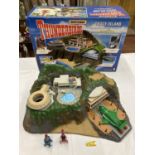 A BOXED THUNDER BIRDS TRACY ISLAND ELECTRONIC PLAY SET INCLUDING DIE CASTS OF THUNDER BIRDS 1, 2,