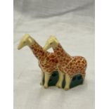 A BOXED ROYAL CROWN DERBY FIGURE OF A PAIR OF GIRAFFES