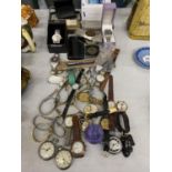 A QUANTITY OF WRIST AND POCKET WATCHES, ROLLS RAZORS, COINS, MOBILE PHONE, ETC