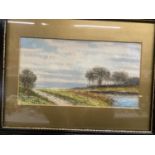 A FRAMED WATERCOLOUR OF A COUNTRY SCENE BY ABRAHAM HULK JUNIOR 1851-1922