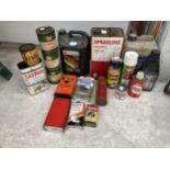 AN ASSORTMENT OF VINTAGE OIL TINS AND CANS