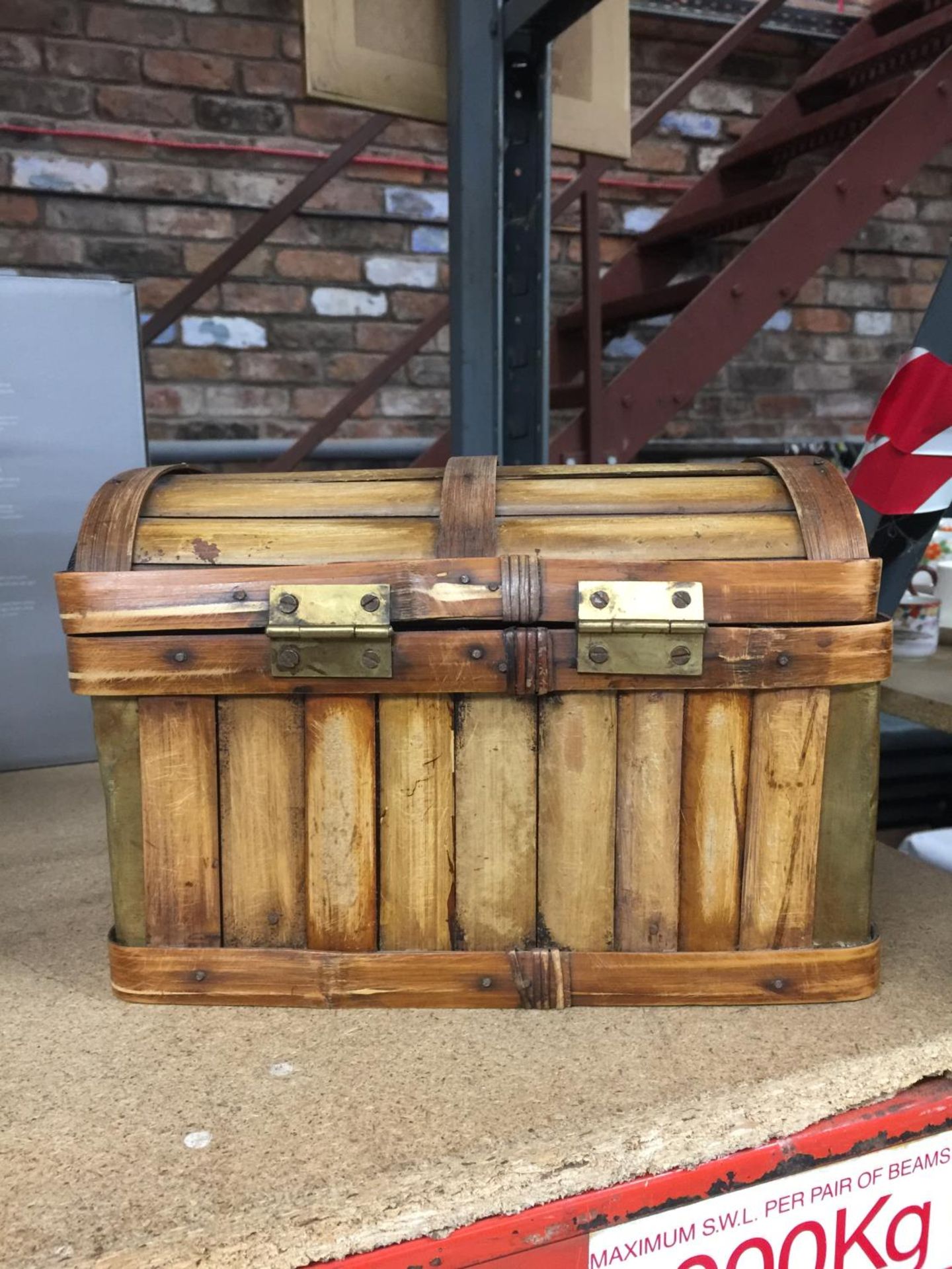 A BAMBOO DOMED LID BOX