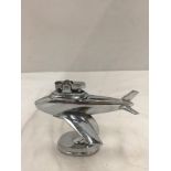 A CHROME TABLE LIGHTER IN THE SHAPE OF AN AEROPLANE